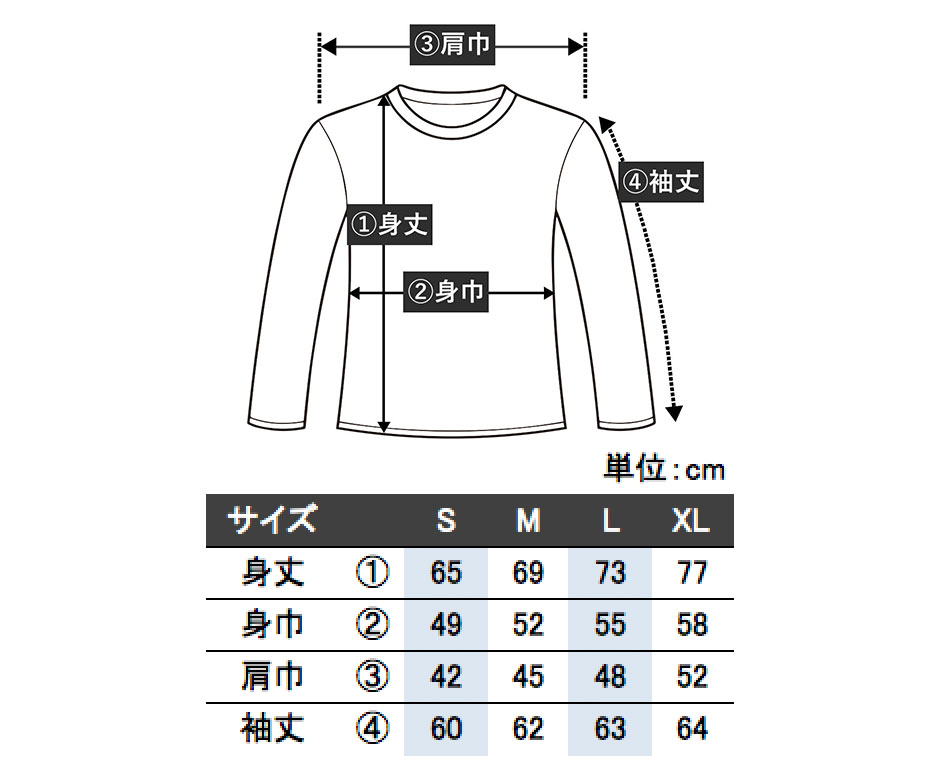 Tシャツロングサイズ表